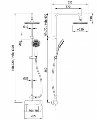 Tau Manual valve Shower Column